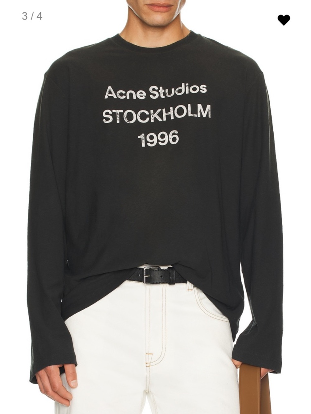 BNWOT Acne Studios Edden Long Sleeve T-Shirt in Size XL/1X Color Faded Black